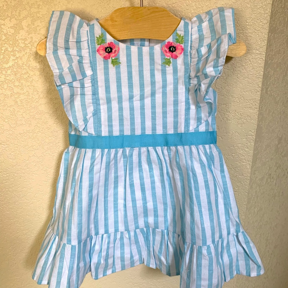 NWT Janie & Jack cotton linen embroidered dress